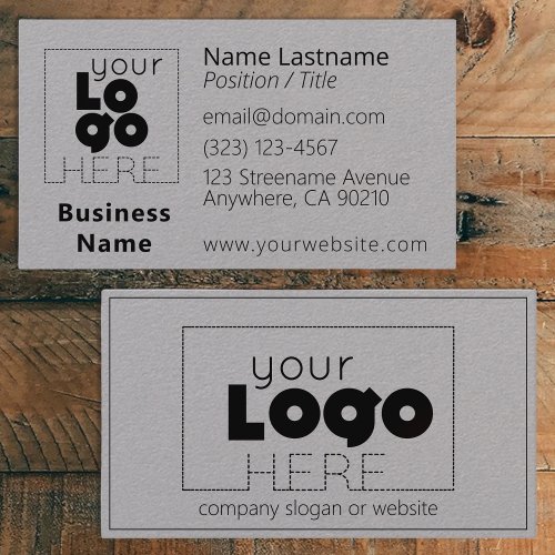 Modern Minimal Custom Logo Grey Business Cards