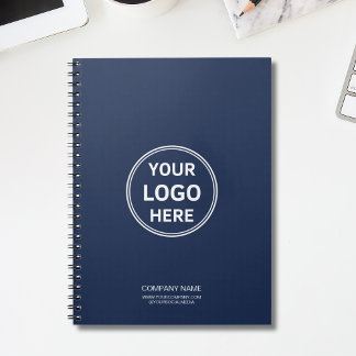 Modern Minimal Custom Logo Navy Blue Notebook