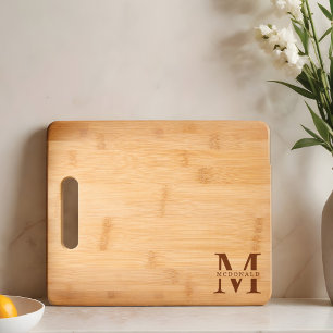 Modern Minimal Custom Monogram Family Name Engraved Cutting Board