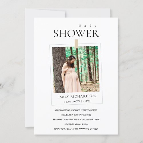 MODERN MINIMAL CUSTOM PHOTO BABY SHOWER INVITE