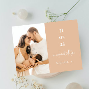 Modern Minimal Custom Photo Birth Announcement Postcard
