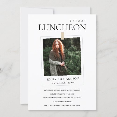 MODERN MINIMAL CUSTOM PHOTO BRIDAL LUNCHEON INVITE