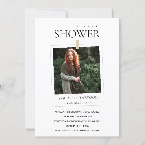 MODERN MINIMAL CUSTOM PHOTO BRIDAL SHOWER INVITE