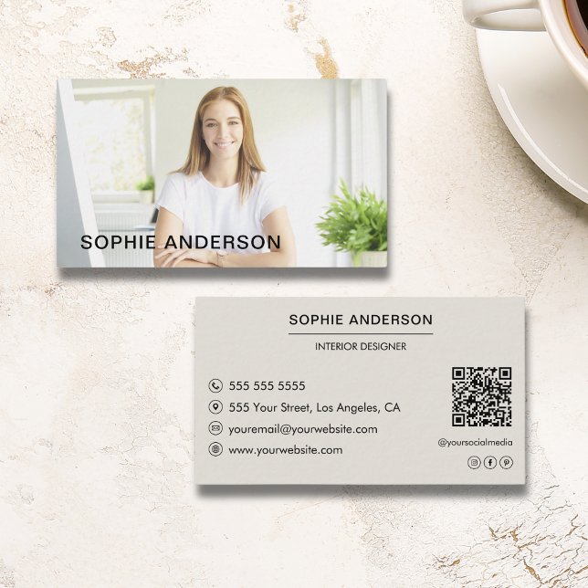 Modern Minimal Custom Photo Professional Business Card (Modern Minimal Custom Photo Professional Business Card)