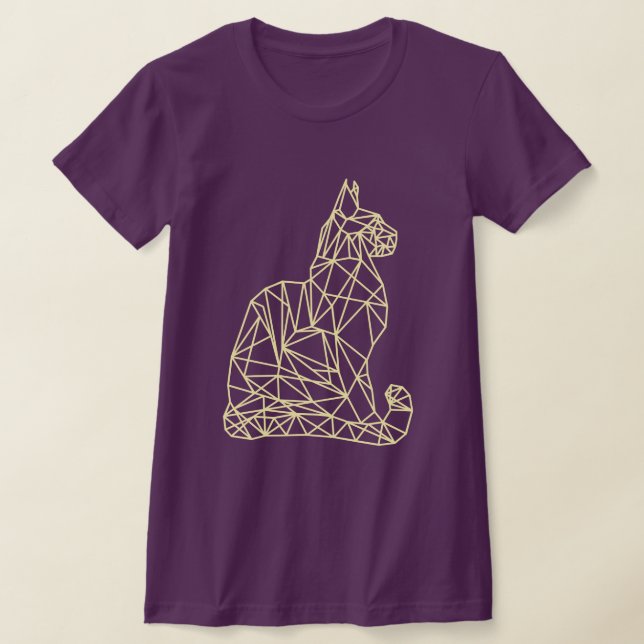 Modern Minimal Cute Unisex Abstract Geometric Cat  T-Shirt (Laydown)