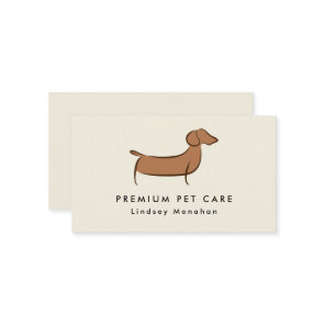 Modern Minimal Dachshund Dog Pet Care Business Card