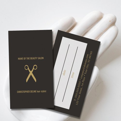 Modern Minimal Dark Faux Gold Appointment Card