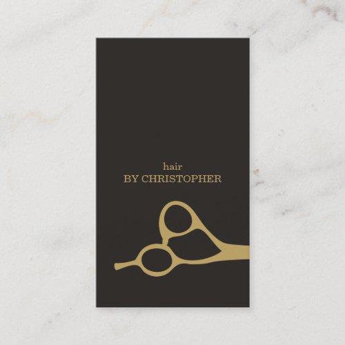 Modern Minimal Dark Faux Gold Hair Stylist Business Card