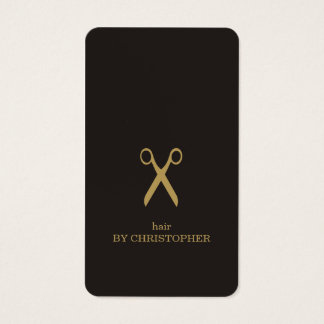 Modern Minimal Dark Faux Gold Hair Stylist Business Card