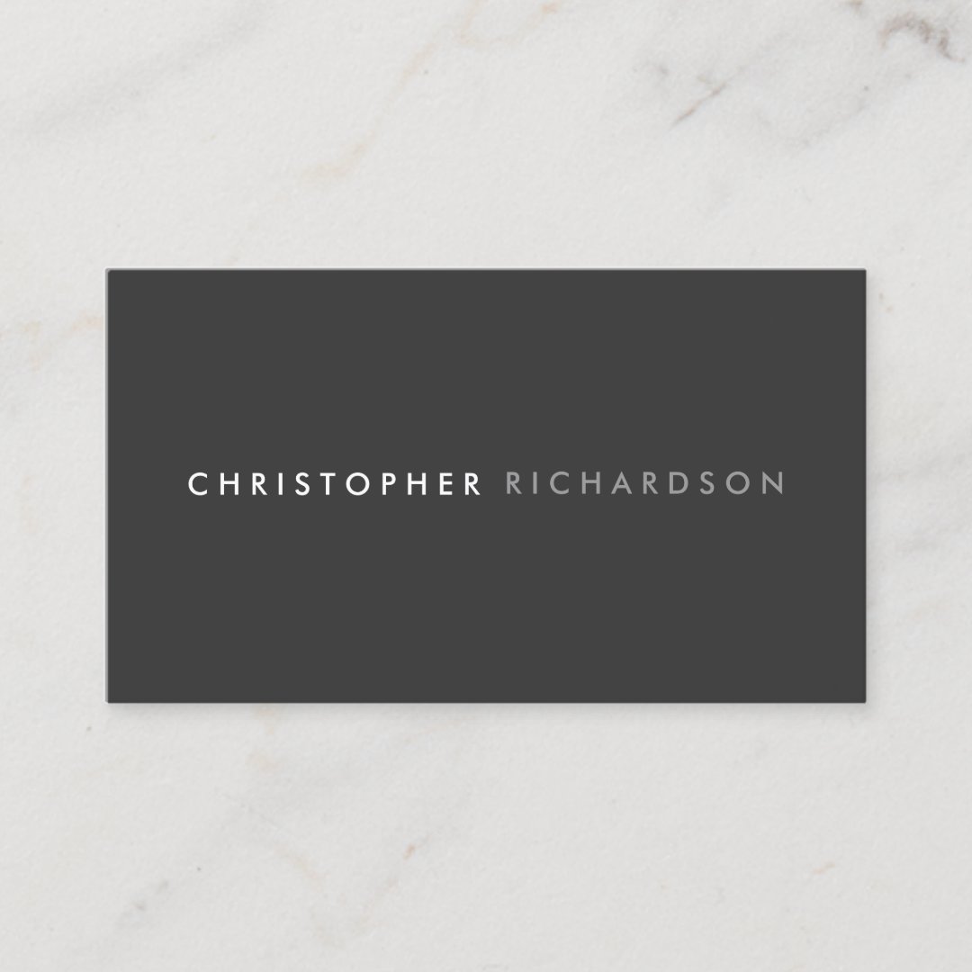 MODERN & MINIMAL Dark Gray Business Card | Zazzle