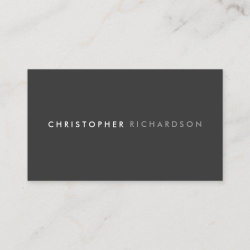 MODERN & MINIMAL Dark Gray Business Card MODERN MINIMAL Dark Gray Business Card