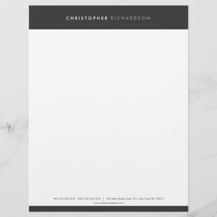 MODERN & MINIMAL Dark Gray Letterhead | Zazzle