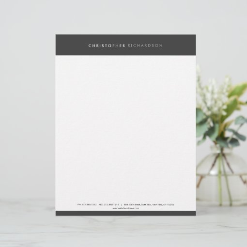 MODERN & MINIMAL Dark Gray Letterhead | Zazzle