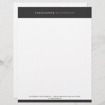 MODERN & MINIMAL Dark Gray Letterhead | Zazzle