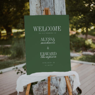 Modern Minimal Dark Green Wedding Welcome Foam Board