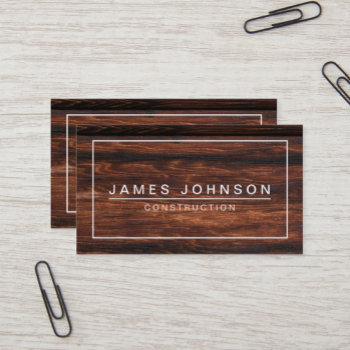 Modern & Minimal Dark Wood - Construction Business Card by CoutureBusiness at Zazzle