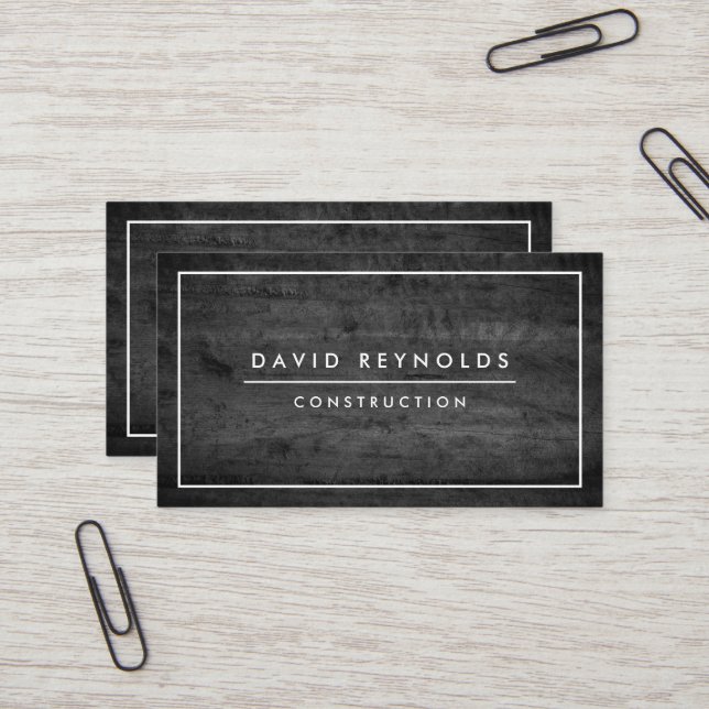 MODERN & MINIMAL DARK WOOD - CONSTRUCTION BUSINESS CARD (Front/Back In Situ)