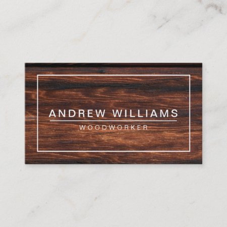 Modern Minimal Dark Wood Woodworker Business Card