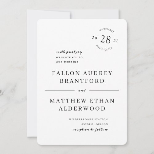 Modern Minimal Date Seal Wedding Invitation