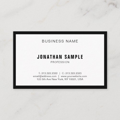 Modern Minimal Design Elegant Black White BW Plain Business Card