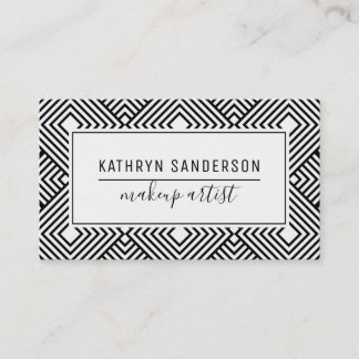 MODERN MINIMAL DIAMOND pattern simple black white Business Card