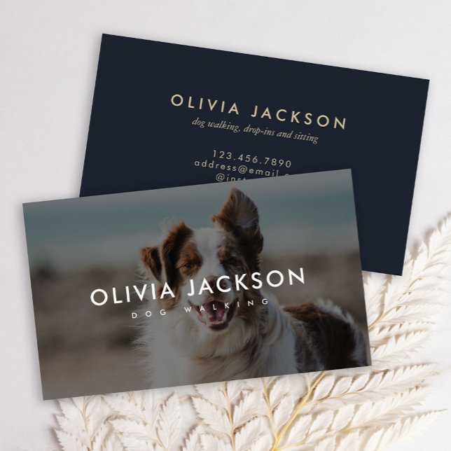 Modern Minimal Dog Trainer Pet Sitter Business Card (Creator Uploaded)
