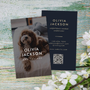 Modern Minimal Dog Trainer Pet Sitter QR Code Business Card