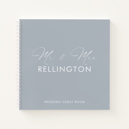 Modern Minimal Dusty Blue Wedding Guest Book