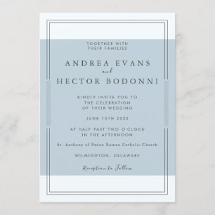 Modern Minimal Dusty Blue Weeding Invitation