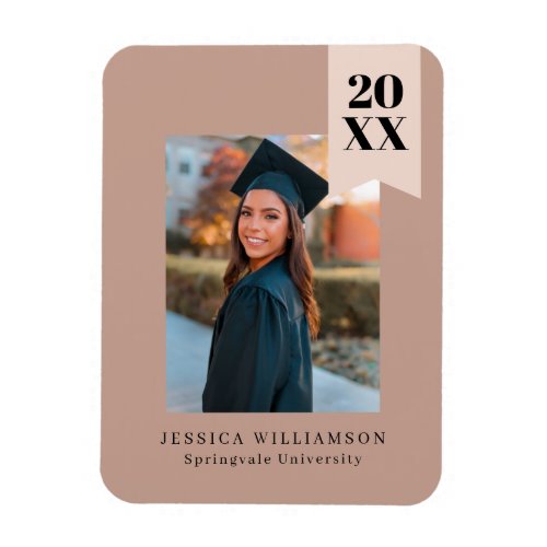 Modern Minimal Dusty Pink Ribbon Graduation Photo  Magnet