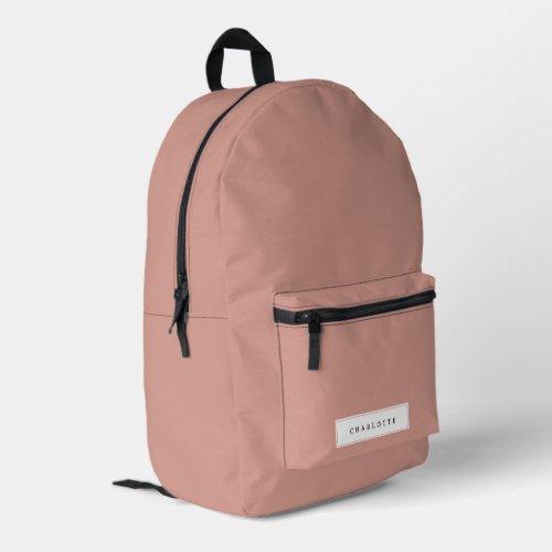Modern Minimal Dusty Pink Solid Color Custom Name Printed Backpack