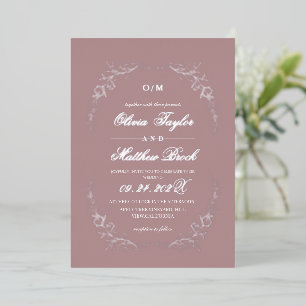 Modern & Minimal Dusty Rose French Floral Wedding Foil Invitation