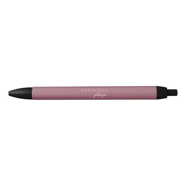 Modern Minimal Dusty Rose Script Personalized Pen (Front)
