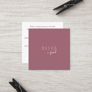 Modern Minimal Dusty Rose Simple Customer Referral Card