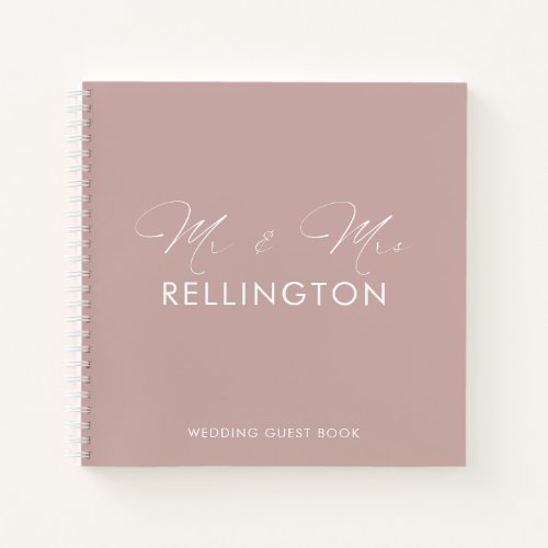 Modern Minimal Dusty Rose Wedding Guest Book