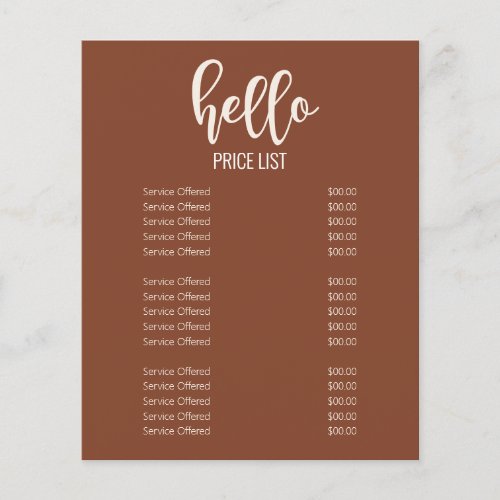 Modern Minimal Earth Tones Nails Salon Price List Flyer