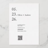 Modern Minimal Editorial Style Photo Save the Date Foil Invitation (Back)