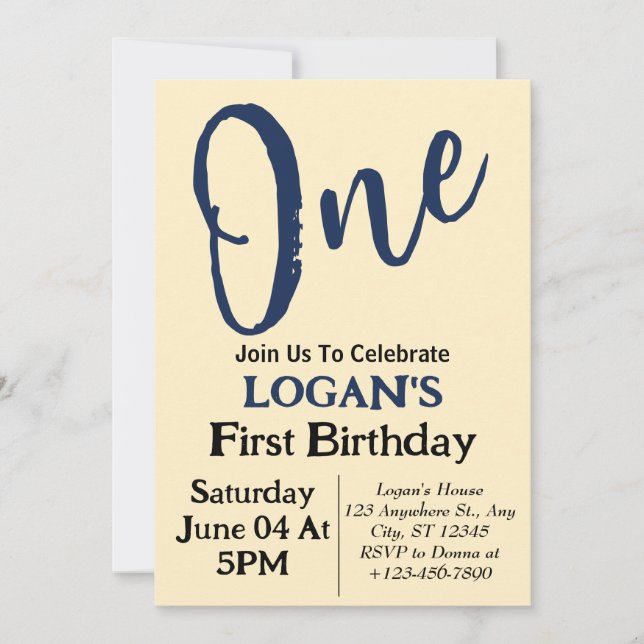 Modern Minimal Elegant  1st Birthday Photo  Invitation (Front)