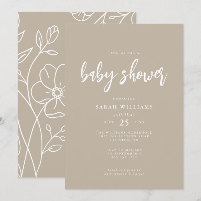 Modern Minimal Elegant Baby Shower | Invitation (Front/Back)