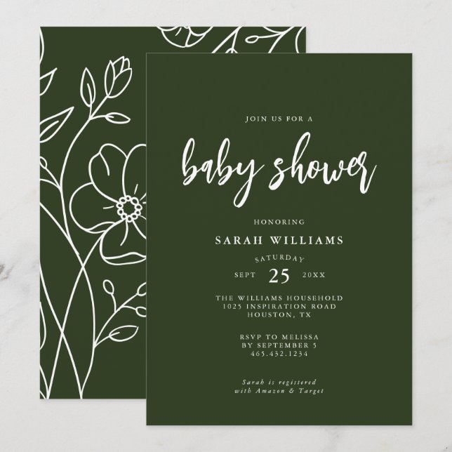 Modern Minimal Elegant Baby Shower | Invitation (Front/Back)