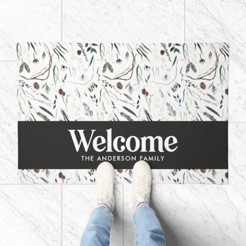  Modern minimal elegant black welcome Doormat