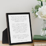 Modern Minimal & Elegant Black/White Wedding Vows Plaque<br><div class="desc">Newlyweds wedding day vows plaque to always remember your special day and your love and promise to each other. This elegant wedding day keepsake plaque features a simple minimal black and white design to display your special vows. A simple and modern black border frames your wedding vows. Personalize with your...</div>