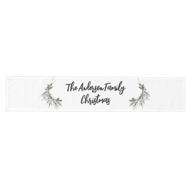 Modern minimal elegant botanical family medium table runner (Horizontal)