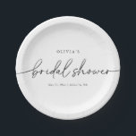 Modern Minimal Elegant Bridal Shower  Paper Plates<br><div class="desc">This is a modern minimalist bridal shower paper plate design. Edit most wording and all colors to make this minimal bridal shower plate fit your event needs and personal style. Just select "edit using design tool" on toolbar :)</div>