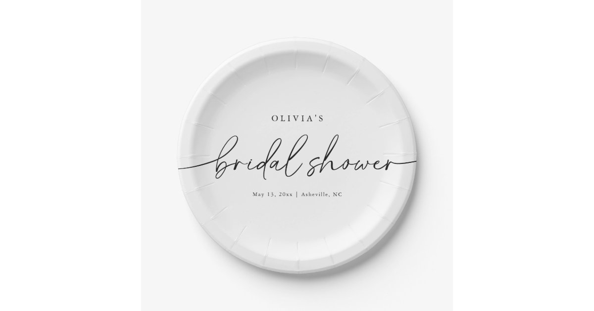 Modern Minimal Elegant Bridal Shower Paper Plates | Zazzle