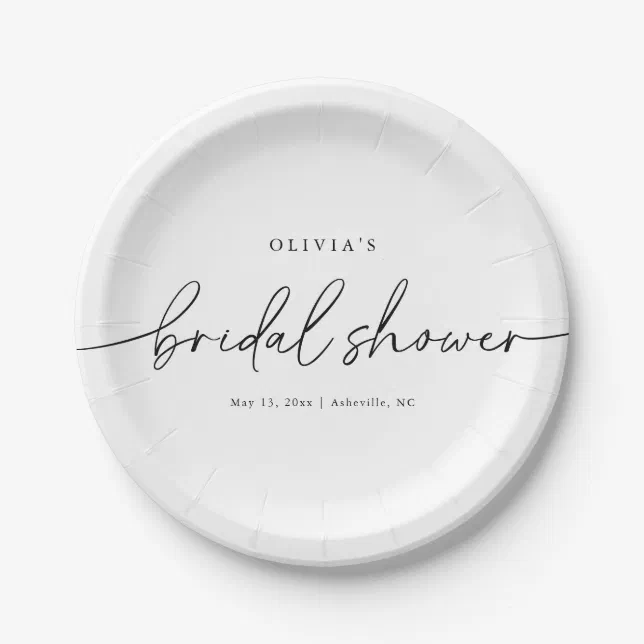 Modern Minimal Elegant Bridal Shower Paper Plates | Zazzle
