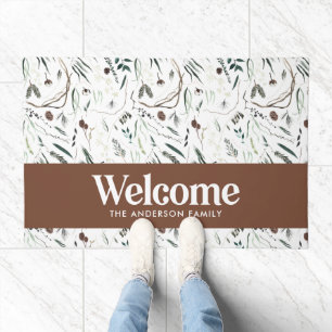 Modern minimal elegant brown welcome Doormat