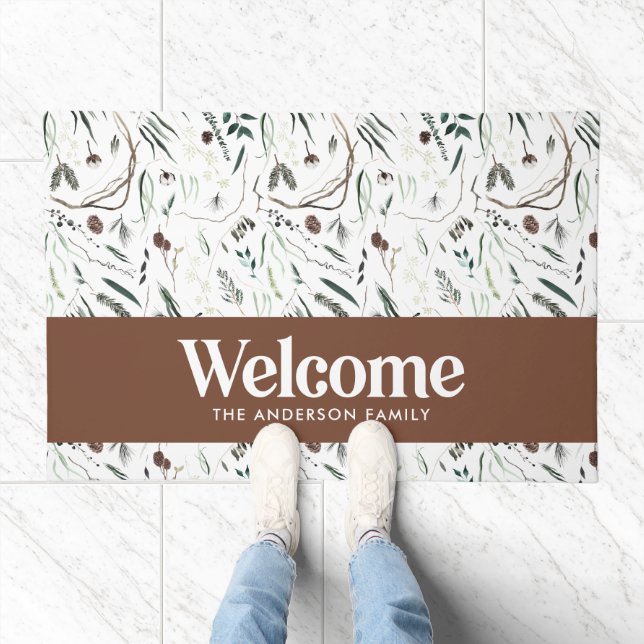  Modern minimal elegant brown welcome Doormat (Indoor)
