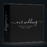 Modern Minimal Elegant Calligraphy Wedding Album 3 Ring Binder<br><div class="desc">This modern calligraphy 3 ring binder is perfect for a simple yet beautiful wedding. The neutral design features your names and wedding date in minimalist typography alongside romantic and whimsical script. This is the black and white version.</div>