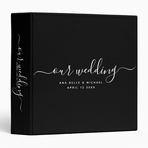 Modern Minimal Elegant Calligraphy Wedding Album 3 Ring Binder